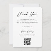 Carte De Remerciements Élégant script QR Code Galerie en ligne Mariage (Devant)