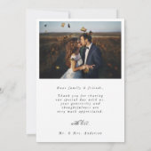 Carte De Remerciements Élégant script romantique Mariage 2 Photo (Dos)