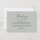 Carte De Remerciements Élégant Script rustique Sage Green Mariage Photo (Dos)