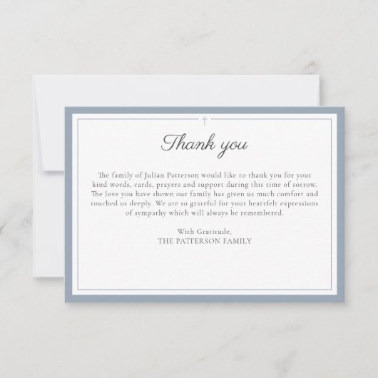 Carte De Remerciements Élégant Script Simple Cross Custom Funeral Photo (Devant)