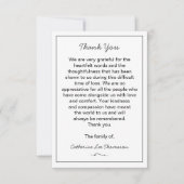 Carte De Remerciements Elegant Script Simple Funeral Flat Thank You Card (Devant)