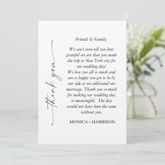 Carte De Remerciements Elegant Script Thank You Card with Photo (Debout devant)