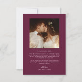 Carte De Remerciements Elégant Script typographie Points Mariage Cranberr (Dos)