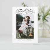 Carte De Remerciements Elégant Script typographie Points Photo Mariage Bl (Debout devant)