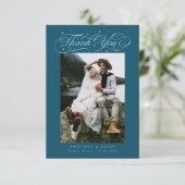 Carte De Remerciements Elégant Script typographie Points Photo Mariage Tu (Debout devant)