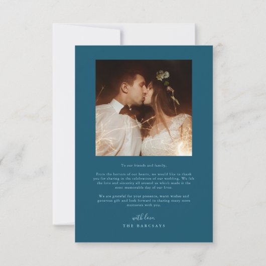 Carte De Remerciements Elégant Script typographie Points Photo Mariage Tu (Dos)