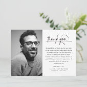 Carte De Remerciements Elegant Script Typography Custom Photo & Message (Debout devant)