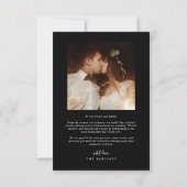 Carte De Remerciements Elegant Script Typography Dots Wedding Photo Black (Dos)