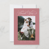 Carte De Remerciements Elegant Script Typography Dots Wedding Pink (Devant)