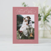 Carte De Remerciements Elegant Script Typography Dots Wedding Pink (Debout devant)