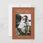 Carte De Remerciements Elegant Script Typography Dots Wedding Terracotta (Devant)