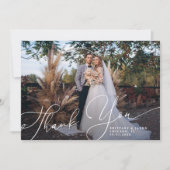 Carte De Remerciements Elegant Script Wedding Photo Thank You Card (Devant)