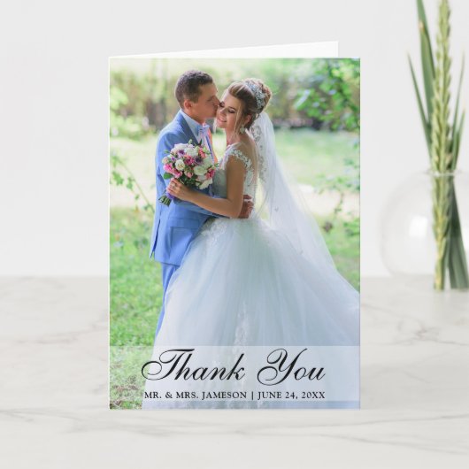 Carte De Remerciements Elegant Script Wedding Photo Thank You Fold (Devant)