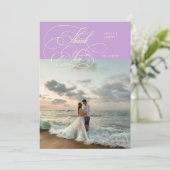 Carte De Remerciements Elegant Script Wedding Photo Wisteria (Debout devant)