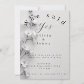 Carte De Remerciements Elegant "She Said Yes" Engagement/Wedding Invitati (Devant)