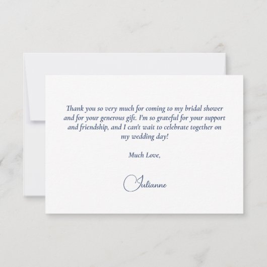 Carte De Remerciements Élégant Shower de Mariage Bohème Bleu aux Roses (Dos)