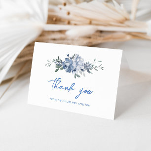 Carte De Remerciements Élégant shower de mariage floral bleu poussiéreux