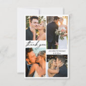 Carte De Remerciements élégant simple 5 photos collage mariage (Devant)