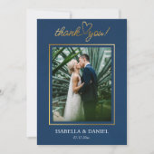 Carte De Remerciements Élégant Simple Chic Script Amour avec Mariage de c (Devant)