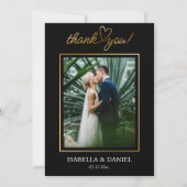 Carte De Remerciements Élégant Simple Chic Script Amour avec Mariage de c (Devant)