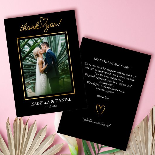 Carte De Remerciements Élégant Simple Chic Script Amour avec Mariage de c