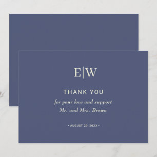 Carte De Remerciements Elégant simple de l'avenir Dusk avec Mariage Monog