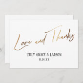 Carte De Remerciements Élégant simple écriture manuscrite or amour et mer (Devant / Derrière)