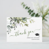 Carte De Remerciements Élégant simple Eucalyptus Vert Graduation (Debout devant)