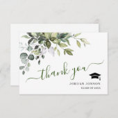 Carte De Remerciements Élégant simple Eucalyptus Vert Graduation (Devant / Derrière)