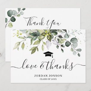 Carte De Remerciements Élégant simple Eucalyptus Vert Graduation