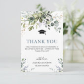 Carte De Remerciements Élégant simple Eucalyptus Vert Graduation  (Debout devant)