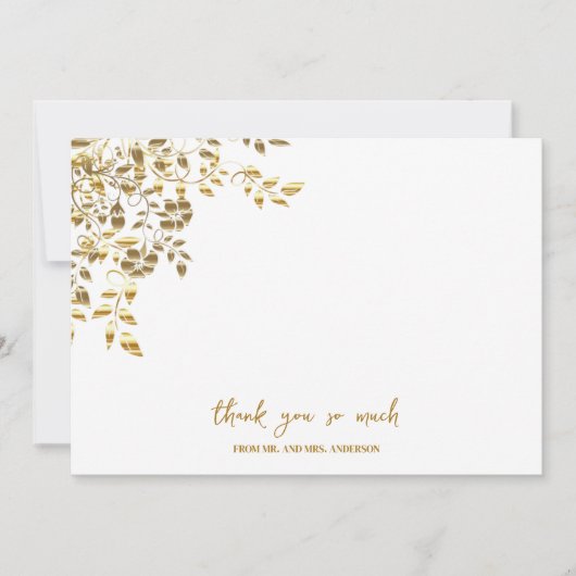 Carte De Remerciements Elegant Simple Gold Name Script Mariage photo (Devant)