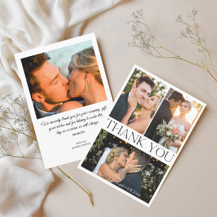 Carte De Remerciements élégant simple minimum 4 photos collage mariage