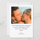 Carte De Remerciements élégant simple minimum 4 photos collage mariage (Dos)