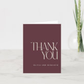 Carte De Remerciements Elégant Simple Moderne Personnalisé Mariage Bourgo (Devant)