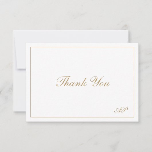 Carte De Remerciements Élégant simple Monogramme Formal Faux Gold Mariage (Devant)