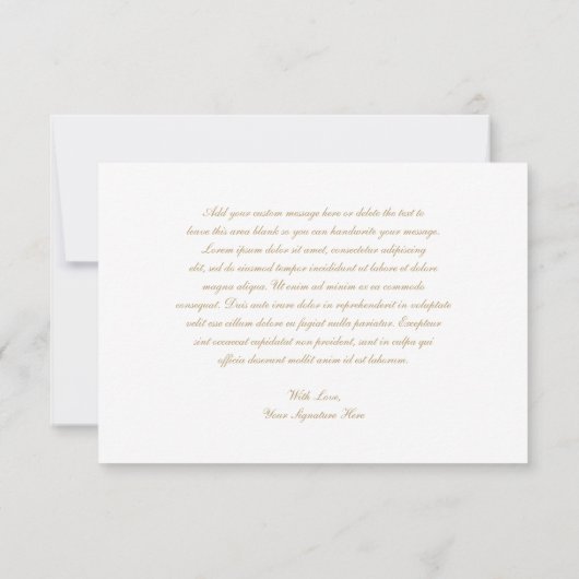 Carte De Remerciements Élégant simple Monogramme Formal Faux Gold Mariage (Dos)