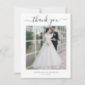 Carte De Remerciements Elegant Simple Script 2 Photo Mariage (Devant)