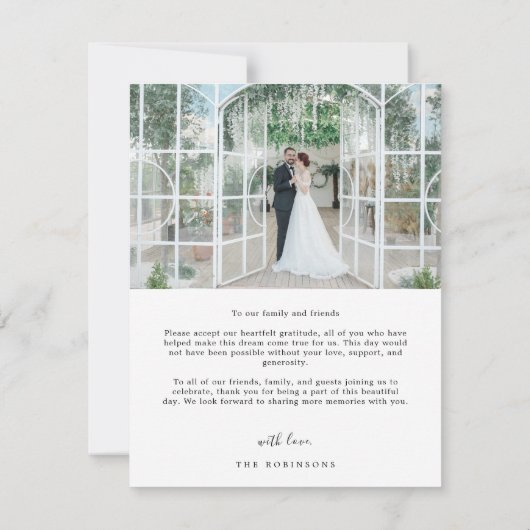 Carte De Remerciements Elegant Simple Script 2 Photo Mariage (Dos)