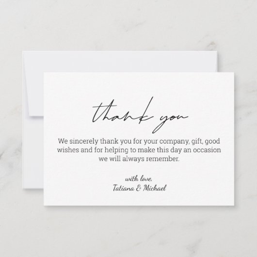 Carte De Remerciements élégant simple script blanc mariage photo (Dos)