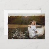 Carte De Remerciements élégant simple script blanc mariage photo (Devant / Derrière)