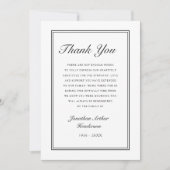 Carte De Remerciements Élégant Simple Script Sympathy Funeral (Devant)