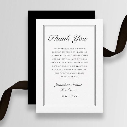 Carte De Remerciements Élégant Simple Script Sympathy Funeral