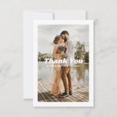 Carte De Remerciements Élégant simple typographie propre mariage photo (Devant)