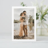 Carte De Remerciements Élégant simple typographie propre mariage photo (Debout devant)