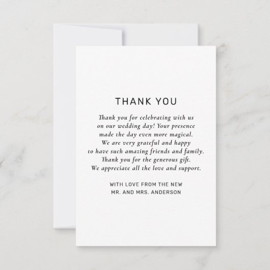 Carte De Remerciements Élégant simple typographie propre mariage photo (Dos)