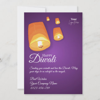 Carte De Remerciements Elegant Sky Lantern Diwali Greeting Card