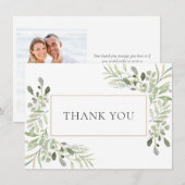 Carte De Remerciements Élégant Soft Feuille Green Photo (Devant / Derrière)