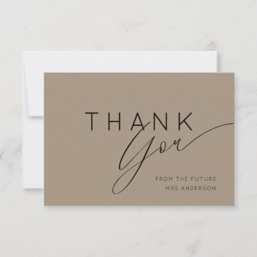 Carte De Remerciements Elegant Soft Mocha Bridal Shower Thank You (Devant)