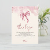 Carte De Remerciements Elegant Soft Pink Bow Sweet 16 (Debout devant)